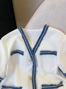 Selianne Women's Casual Elegant Minimalist Short Sleeve Jacket, Summer - White - View 6