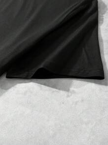 Manfinity Dauomo 男士夏季字母印花圆领短袖休闲T恤 - 黑色 - 查看 4