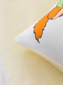 LE PETIT PRINCE X SHEIN 3 قطع طقم نوم مطبوع بالرسومات الكرتونية، قماش مخملي ناعم ودافئ، غطاء لحاف أبيض، مقاس كينج، بنمط الثعلب والورود والنجوم والقمر، متعدد المقاسات يناسب أسرّة توين/فول/كوين/كينج