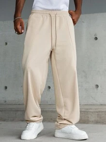 Manfinity Hypemode Quần nỉ nam cạp rút màu kaki đa năng, thoải mái - Màu Khaki - Xem 4