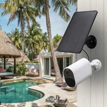 360°可旋转太阳能电池板充电器，适用于低压安防摄像头，兼容Micro USB和USB-C，可轻松安装门铃、灯和监控设备