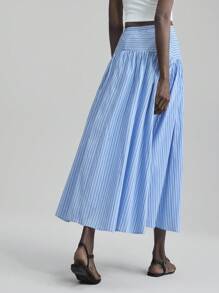 Ontre 2025 Autumn/Winter Women's Striped Pleated A-Line Skirt, Casual Versatile Graduation, Travel, Music Festival Elegant Skirt, Beach Holiday, 2026 Spring/Summer, Valentine's Day, Christmas, Thanksgiving, Fashionable Versatile Women's Skirt