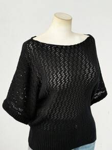 Sweetra Blusa de manga corta de punto elegante y de estilo Y2K oscuro para mujer de talla grande, adecuada para usar en primavera, verano y otoño, apta para el uso diario
