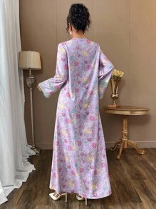 Yasmyna 浪漫花卉蕾丝拼接宽松时尚女式连衣裙 - 彩色 - 查看 2