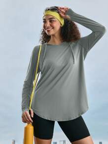 In My Nature 女式纯色简约日常长袖连帽衫，适合徒步旅行 - 綠色 - 查看 9