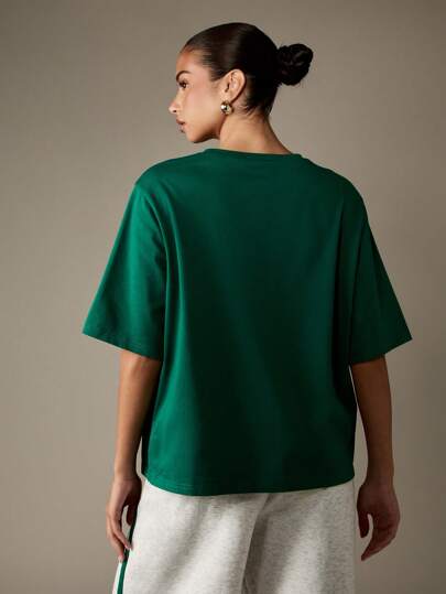 MISSGUIDED Oversized T Shirt With Retro Track Text Print｜MISSGUIDED