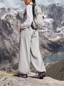 Women's Loose Fit Pockets Drawstring Waist Casual Denim Pants Outdoor Pants For Hiking Sun Protection Lightweight Quick Dry Hiking - Grey - View 2