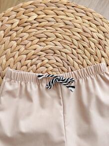 2 件套男婴/女婴夏季海滩度假可爱图案印花短袖 T 恤和纯色松紧腰短裤套装