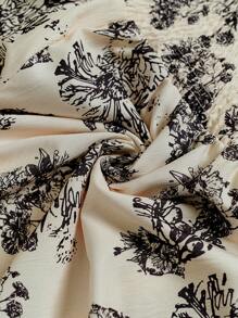 SHEIN Clasi Halloween Holiday Back To School Sweet Style Floral Tie Smocking Stitch A Line Midi Flowy Dress Fall Outfits - Multicolor - View 7