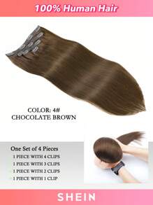 4PCS Clip In Hair Extensions Real Human Hair, Remy Human Hair Extensions Clip Ins For Women, Natural Human Hair, 70g-80g - S4 - View 3