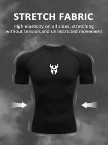 Manfinity Sport Corelite 男士口罩印花短袖T恤和短裤运动套装 - 黑色 - 查看 4