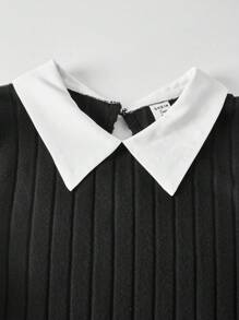 SHEIN Streecool Teen Girl Casual College Style Teen Girl Patchwork Long Sleeve Short Casual Dress Fall Winter