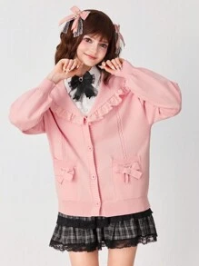 EDITION 秋季 Jirai Kei Hime Gyaru 原宿休闲开衫女式 - 駝色 - 查看 5