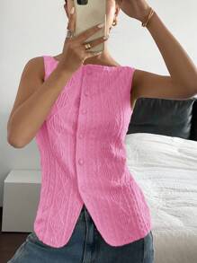 Siren Gaze Women's Sleeveless Pink Patterned Blouse Christmas Summer Casual