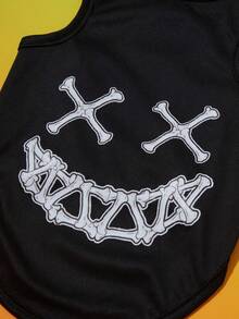 PETSIN 1pc Pet Halloween Devil Smile Print Vest , Black Tank Top - Multicolor - View 6