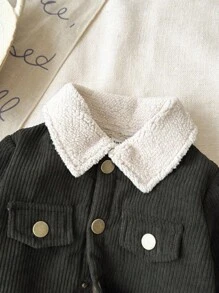 SHEIN Toddler Boys' Casual Pocket Lapel Fleece Jacket, Suitable For Autumn/Winter Fall