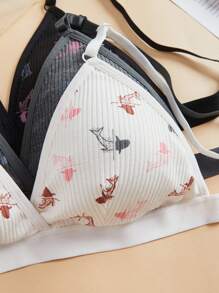 SHEIN 6pcs/Set Summer Printed French Style Lingerie Set For Girls - Multicolor - View 5