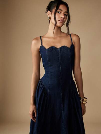 MISSGUIDED Strapless Denim Maxi Dress With Sweetheart NecklineMISSGUIDED