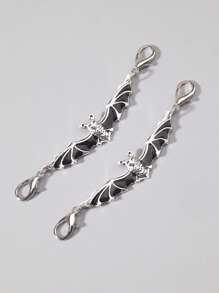 ROMWE Grunge Punk 2pcs Gothic Mini Bat Shoe/Boot Decorations, Holiday Party Gift, Halloween - Black - View 2