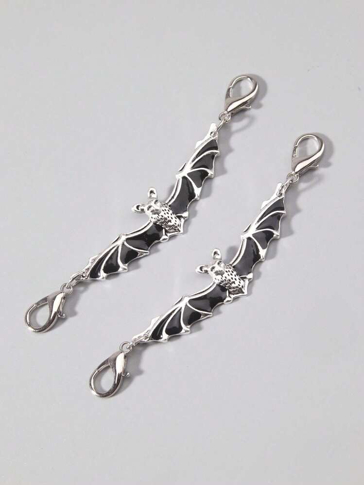 ROMWE Grunge Punk 2 st gotiska mini-fladdermussko-/stöveldekorationer, festpresent, Halloween - Svart - Visa 2