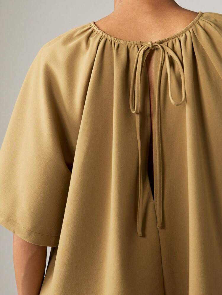 Draped A Line Mini Dress With Raglan Sleeves