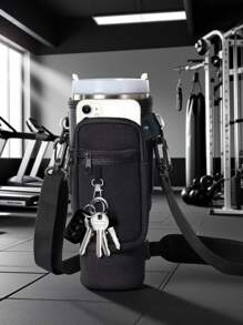 1 件带手机袋的水瓶袋，适用于 40/30 盎司带手柄的玻璃杯，带可调节肩带，钥匙钩，适合徒步旅行露营运动水瓶套隔热袋斜挎包 - 彩色 - 查看 9