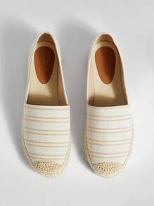 Solezae Giày nữ đi nghỉ dép đế xuồng vải sọc Espadrill mũi tròn đế xuồng đế bệt - Nhiều màu - Xem 6