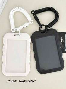 1/2 件带挂绳的纯色卡片套，适合学校学生、办公室返校使用的简易多用途卡片夹 - 彩色 - 查看 17