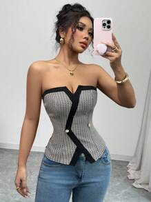 Elenzga 女士纽扣修身衬衫 - 黑色 - 查看 6