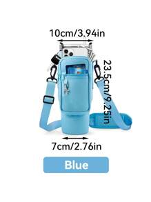 1 件带手机袋的水瓶袋，适用于 40/30 盎司带手柄的玻璃杯，带可调节肩带，钥匙钩，适合徒步旅行露营运动水瓶套隔热袋斜挎包 - 彩色 - 查看 17