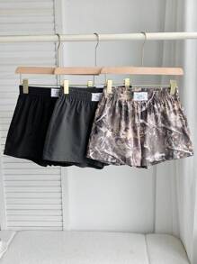 Comfortcana 3pcs Comfortable Women's Short Length Casual Shorts In Woven Fabric For Everyday Looks Shorts Pack Camo Print Shorts