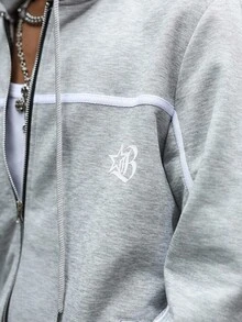 Manfinity EMRG Gothic Letter Print Sweatshirt For Young Men , Fall - Grey - View 2