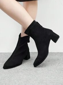 CUCCOO BIZCHIC 女式弹力后拉链时尚百搭靴 - 黑色 - 查看 3