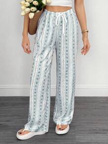 SHEIN Tall 女式随机印花系带休闲裤