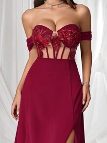 Coutiva 女士正式晚礼服（华丽装饰） - 酒紅色 - 查看 7