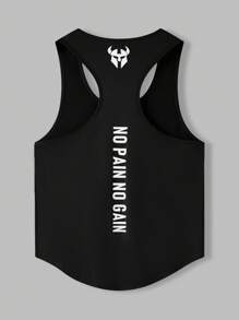 RISE LYT 男士肌肉图案印花时尚无袖背心 - 黑色 - 查看 2