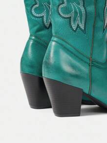 Styleloop 女士中筒靴，编织纹理，波西米亚风，西部风，音乐节，万圣节，圣诞派对风格