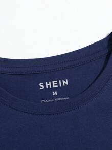 SHEIN Damen Slogan & Blumen Muster Kurzarm Lässig Regular Crew Neck T-Shirt