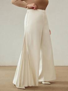 MOTF PREMIUM PLUS SIZE PLEATED WIDE LEG PANTS - Beige - View 6