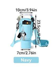 1 件带手机袋的水瓶袋，适用于 40/30 盎司带手柄的玻璃杯，带可调节肩带，钥匙钩，适合徒步旅行露营运动水瓶套隔热袋斜挎包 - 彩色 - 查看 18