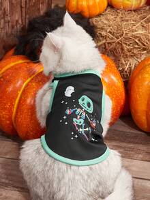 PETSIN 1pc Halloween Pet Costume Vest – Lightweight And Breathable Sleeveless Outfit For Cats And Dogs, Spooky & Festive Apparel Perfect For Halloween Parties, Trick Or Treat, Photoshoots, And Everyday Wear - Multicolor - View 1
