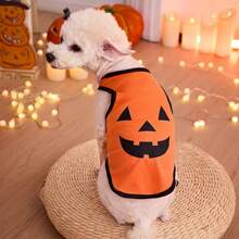 PETSIN Wansheng Style Orange Pumpkin Smiling Face Pattern Cat And Dog Wearable Tank New Item, For Halloween Party