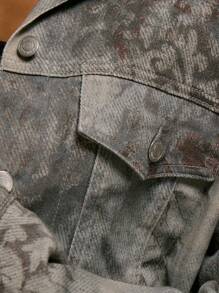 MUSERA Oversized Printed Denim Jacket Western Country Fall Autumn Back To School Cute 90's Y2k Fall Streetwear Festival Midwest Thanksgiving Chic