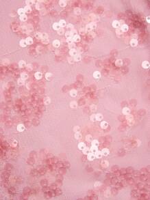 TRNVIE 1 件亮片拼接露背松紧腰短款上衣，浪漫派对装，适合新年、秋冬 - 粉色 - 查看 7