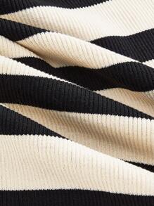 SHEIN Maternity Striped Round Neck Short Sleeve Fitted Knit Dress - Multicolor - View 5