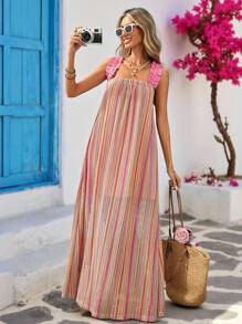 Vivid Eden Vestito casual da donna con spalline larghe, schiena scoperta, adatto per le vacanze