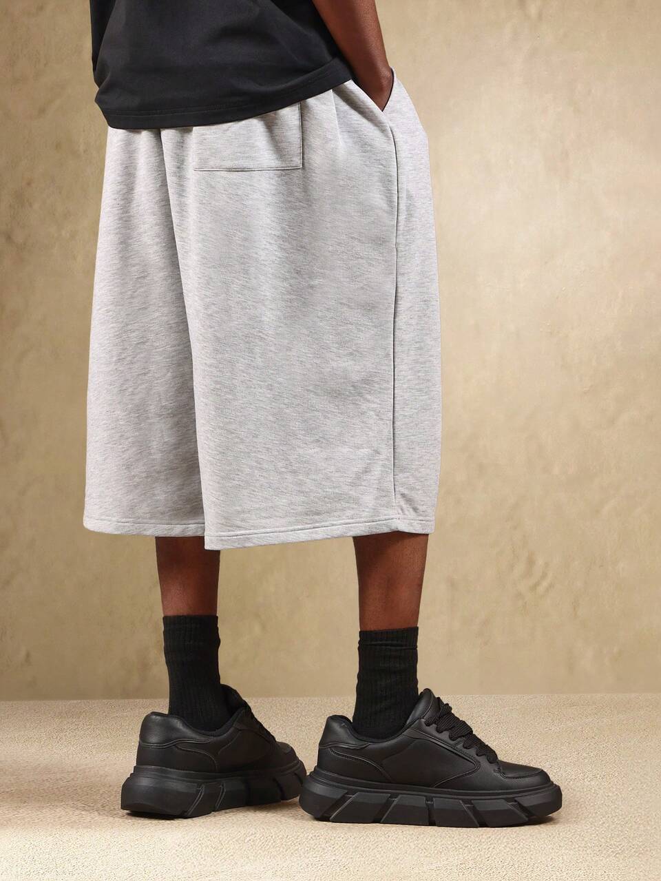 Oversized Bermuda Sweat Shorts With Drawstring