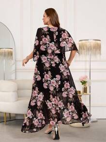 SHEIN Clasi Rochie elegantă de culoare caisă pentru femei plus size, potrivită pentru nuntă, ținută de petrecere de vară, Haine pentru femei plus size, ținute pentru ieșiri în oraș, Haine de toamnă, Rochii maxi pentru femei, Rochii pentru femei, Rochii elegante pentru femei, Rochii pentru femei plus size, Rochii de toamnă pentru femei, Rochii pentru femei, Rochii pentru femei, Rochii de petrecere - Multicolor - Vizualizare 3