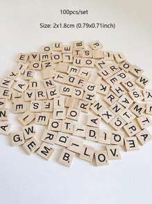 100pcs Wooden Alphabet Blocks Diy Gift Box Decoration & Letter Spelling Game,Valentine's Day, Valentines Wedding, Birthday Wedding Decor Room Decoration Stuff Home,School Supplies,Back To School,Halloween,Christmas