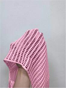 SHEIN 女童米色套头毛衣，可爱休闲时尚3D粉色蝴蝶结针织开衫 - 粉色 - 查看 7